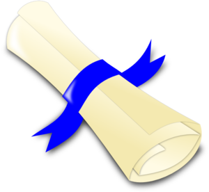 Scroll with blue ribbon