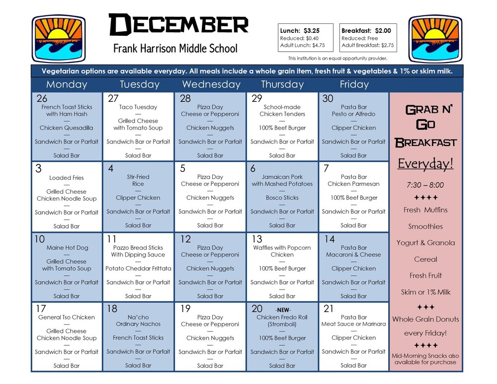 December Menu