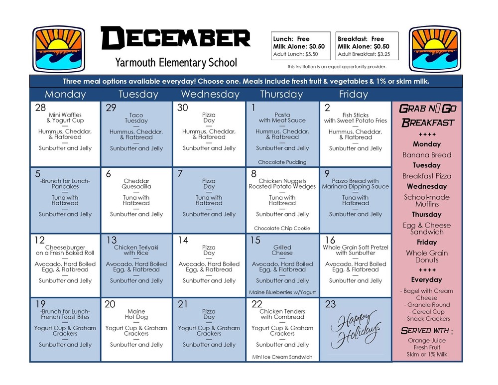 December Menu