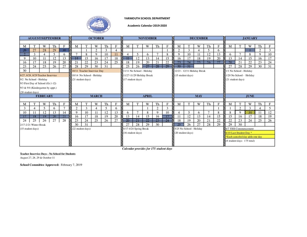 2019-2020 Approved Calendar